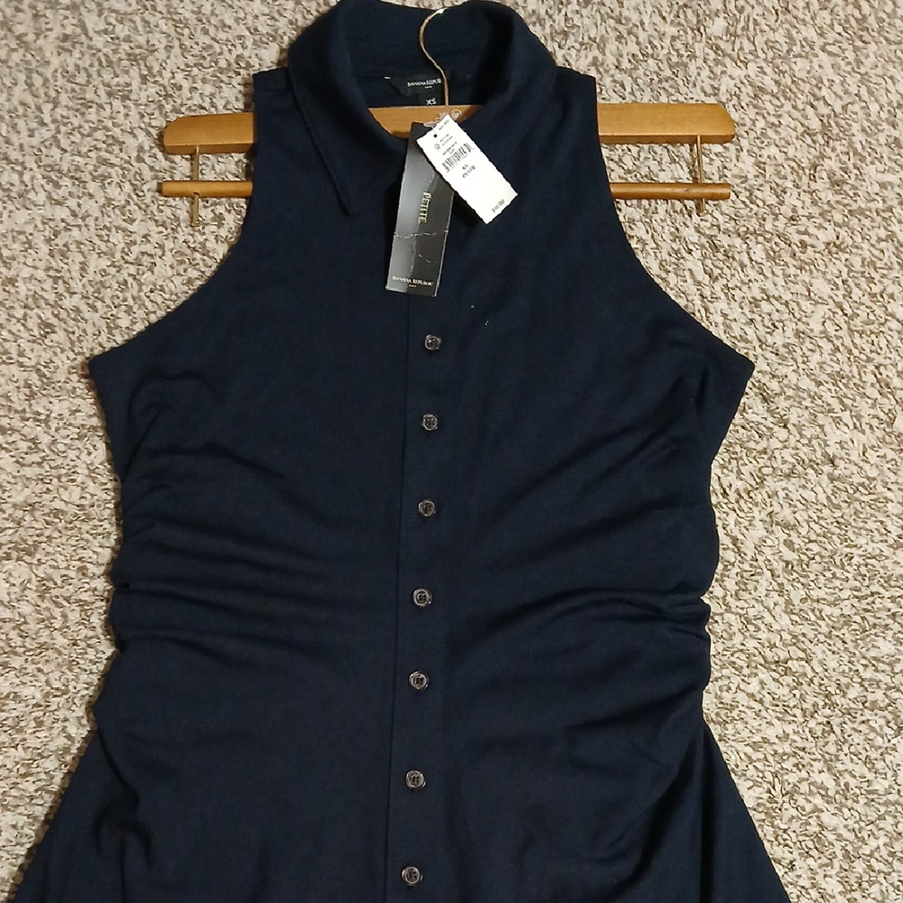 Elegant Navy Sleeveless Dress - Picture 4 of 14